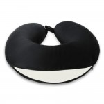 VIAGGI U Shape Round Memory Foam Soft Travel Neck Pillow for Neck Pain Relief Cervical Orthopedic Use Comfortable Neck Rest Pillow - Black